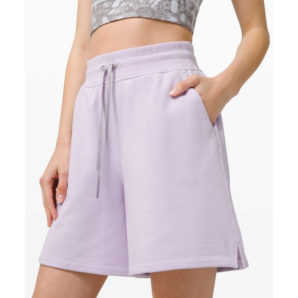 Lululemon All Yours High Rise Short 7" Lavender Purple Cotton French Terry Sz 10